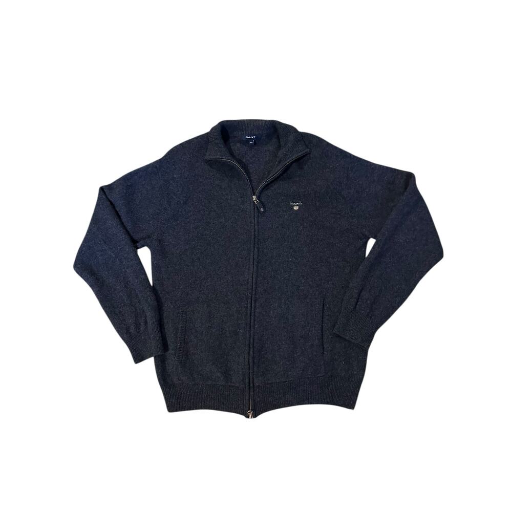 GANT Navy Lambswool Full-Zip Sweater – 2XL Preppy Heritage QuietLuxury